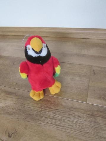 Superzacht pluche fleurige papegaai knuffel geel omrande zwa beschikbaar voor biedingen
