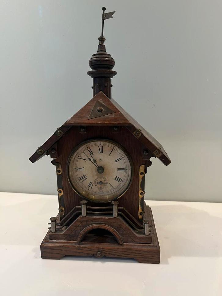 JUNGHANS Striking Bell Mini Antique 1910s Mantel Top Clock, Antiek en Kunst, Antiek | Klokken, Ophalen of Verzenden