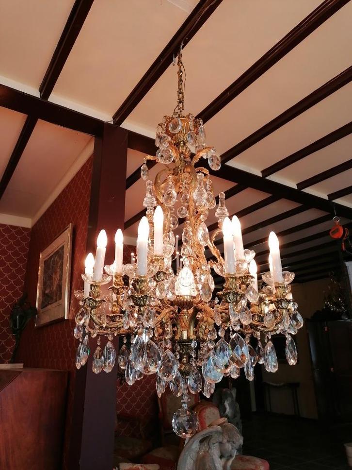 zwaar bronze LOUIS XV style 135 cm kroonluchter kristal, Antiek en Kunst, Antiek | Koper en Brons, Ophalen of Verzenden
