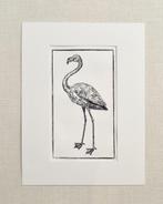 Ets Flamingo met passe partout 30x40 cm, Minder dan 50 cm, Oorspronkelijke maker, Nieuw, Ophalen of Verzenden