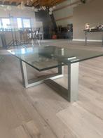 Glazen Salontafel met Metalen Frame, 100 tot 150 cm, Ophalen of Verzenden, Minder dan 50 cm, Rechthoekig
