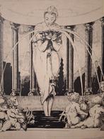 Inkttekening met fontein en putti, Ophalen of Verzenden