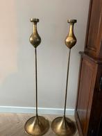 Set van 2 hoge metalen kandelaars in goud koper PTMD stijl, Ophalen, Zo goed als nieuw, Metaal, Minder dan 25 cm