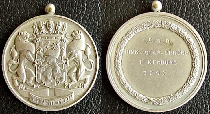 Zilveren Art Deco prijspenning  Hink-stap-sprong, Postzegels en Munten, Penningen en Medailles, Zilver, Nederland, Verzenden