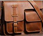 Echt Lederen Heren Tas, Sieraden, Tassen en Uiterlijk, Tassen | Schoudertassen, Overige merken, Verzenden, Beige, Nieuw