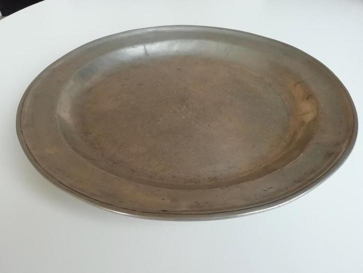 Grote tinnen schaal, gemerkt, Antiek en Kunst, Antiek | Tin, Ophalen