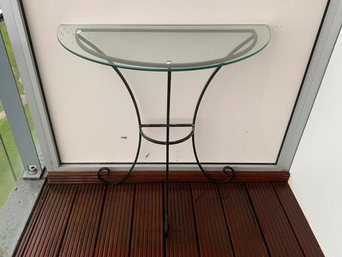 Halfrond tafeltje met glasplaat, Tuin en Terras, Tuintafels, Ophalen of Verzenden