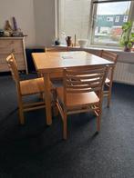 Uitklapbare Eettafel + 4 Stoelen - Opknapper!, Huis en Inrichting, Ophalen, Gebruikt, 4 tot 6 stoelen