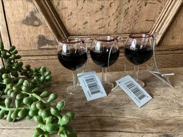 Nieuw set van 3 luxe kerstballen hangers rode wijn beschikbaar voor biedingen