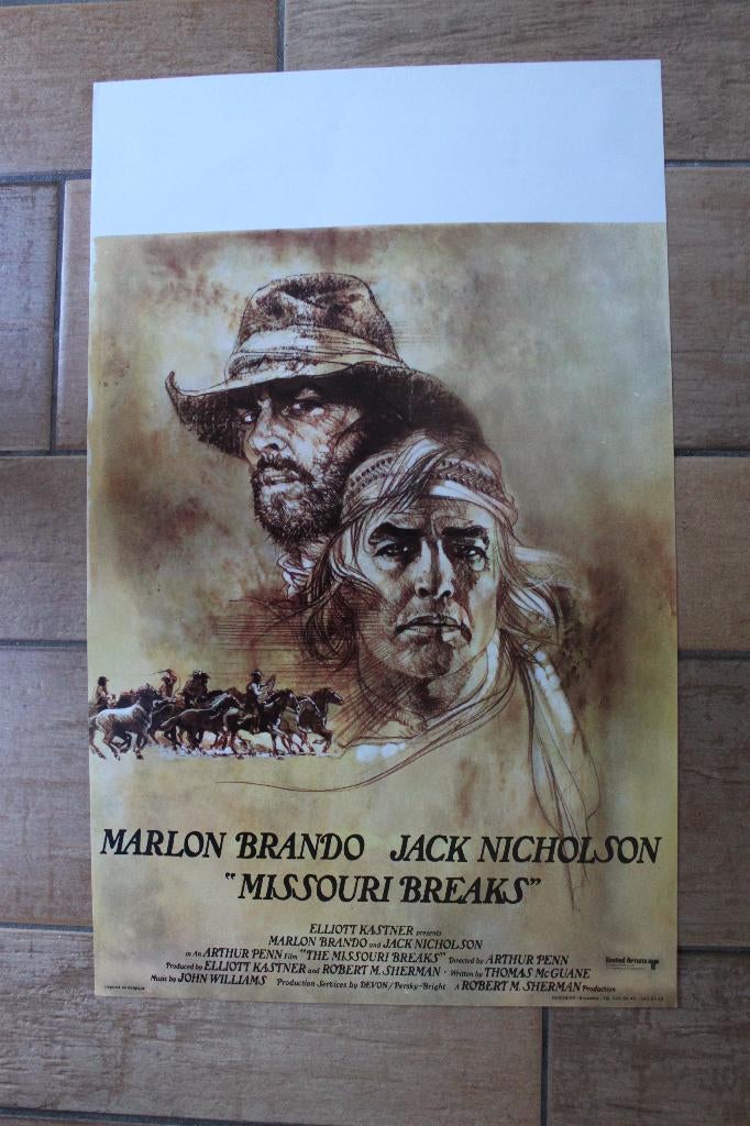 filmaffiche Jack Nicholson Missouri Breaks 1976 filmposter, Rechthoekig Staand, Ophalen of Verzenden, Zo goed als nieuw, A1 t/m A3