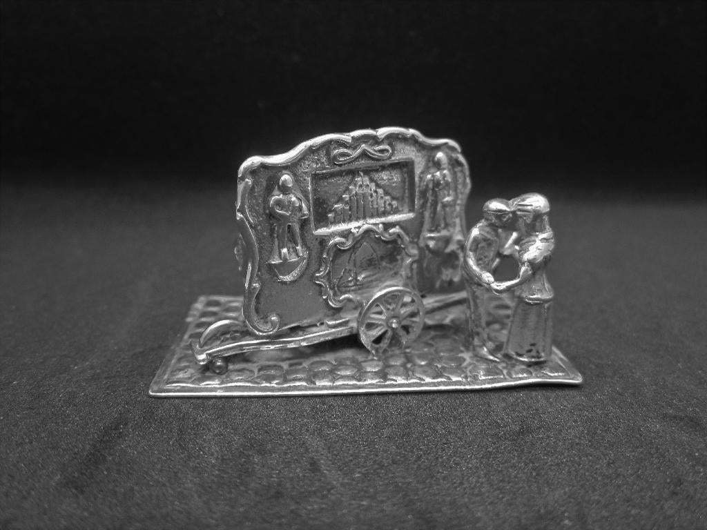 ZILVEREN MINIATUUR DRAAIORGEL, Antiek en Kunst, Ophalen, Zilver