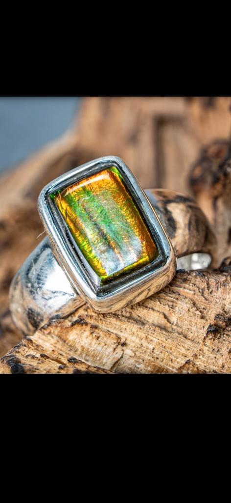 Hoogwaardige 4 kleuren zilveren Ammolietring., Sieraden, Tassen en Uiterlijk, Ringen, Nieuw, Dame of Heer, 17 tot 18, Overige kleuren