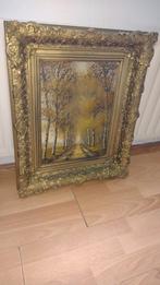 Prachtig schilderij laan met bomen vergulde lijst, Ophalen of Verzenden