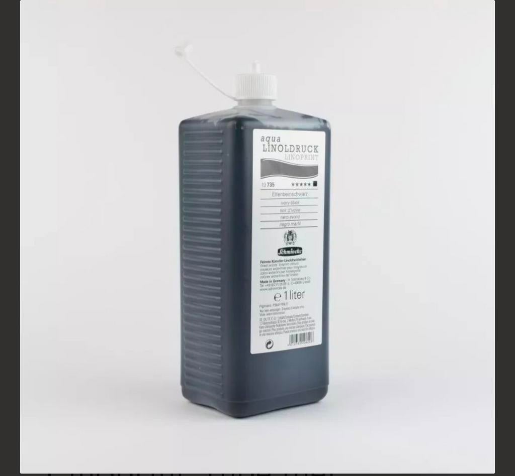 Schmincke Aqua Linoprint Ivoorzwarte Inkt 1L - Gebruikt, Ophalen of Verzenden