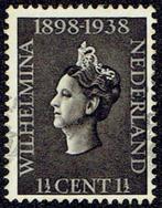 Nederland 1938, regeringsjubileum, 1½ cent, met watermerk., Verzenden, T/m 1940, Gestempeld
