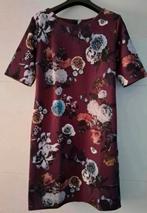 Mooie bordeauxrode jurk met bloemmotief Perla Nera maat L/40, Ophalen of Verzenden, Zo goed als nieuw, Knielengte, Rood