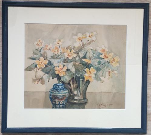 Gerard Wiegman (1875 -1964) - Bloemstilleven (aquarel), Antiek en Kunst, Kunst | Schilderijen | Klassiek, Ophalen of Verzenden