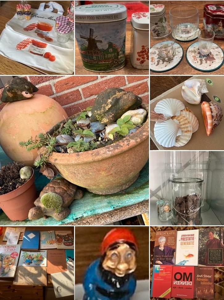 Schelpen blikjes onderzetters tassen terracotta boeken kook, Diversen, Rommelmarktspullen, Ophalen of Verzenden