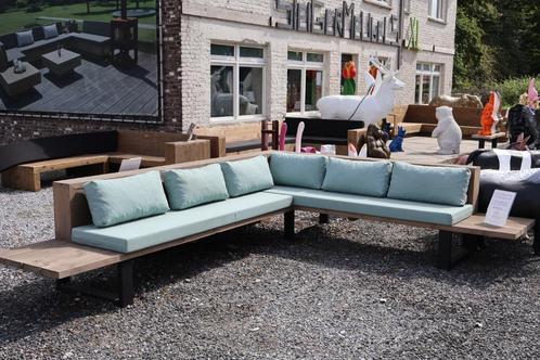 Showroomuitverkoop Lounge bank - inclusief kussens, Tuin en Terras, Tuinsets en Loungesets, Zo goed als nieuw, Loungeset, Steigerhout