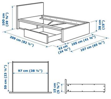 Ikea Malm Wit houten bedframe 90x200 - afbeelding 10