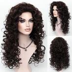 Sexy pruik bruin lang haar met volle krullen zonder pony, Verzenden, Nieuw, Pruik of Haarverlenging