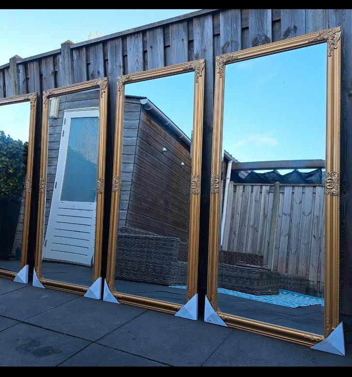 4 grote spiegels/passpiegels goudbronze antieklook lijst, Huis en Inrichting, Woonaccessoires | Spiegels, Nieuw, 75 tot 100 cm