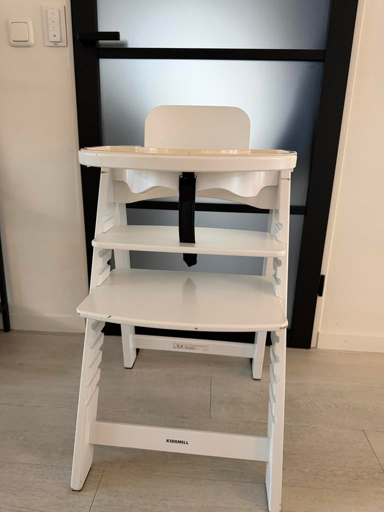 Kidsmill Up! Kinderstoel incl babyset, afneembaar blad - Wit, Ophalen, Gebruikt, Meegroeistoel, Afneembaar eetblad