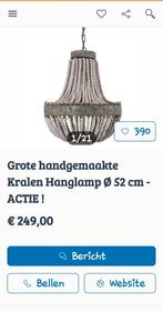 Houten boho Kroonluchter met Kralen, Huis en Inrichting, Lampen | Hanglampen, Ophalen, 50 tot 75 cm, Bohemian, Zo goed als nieuw