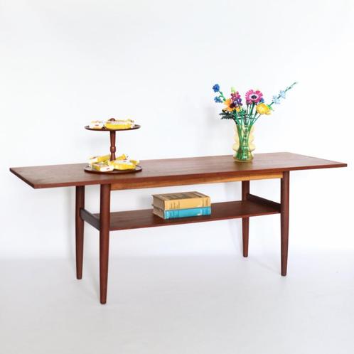 Vintage Deense salontafel teak design retro, Huis en Inrichting, Tafels | Salontafels, Zo goed als nieuw, 50 tot 75 cm, Minder dan 50 cm