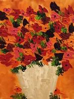 Schilderij kleurrijke bloemen in vaas, Huis en Inrichting, Woonaccessoires | Schilderijen, Tekeningen en Foto's, Nieuw, Minder dan 50 cm