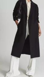 Zwarte wollen mantel met riem van het dure merk Reiss 42/44, Kleding | Dames, Jassen | Winter, Reiss, Zwart, Maat 42/44 (L), Ophalen of Verzenden