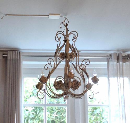 Franse Kroonluchter met Bloemmotief, Huis en Inrichting, Lampen | Kroonluchters, Gebruikt, Metaal, Ophalen