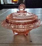 Vintage suikerpot/ bonboniere rosaline glas, Antiek en Kunst, Ophalen of Verzenden