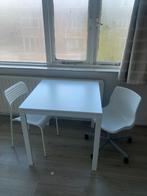 Tafel met 2 stoelen waarvan 1 bureaustoel, wit, 75 cm, Huis en Inrichting, Tafels | Eettafels, 50 tot 100 cm, Zo goed als nieuw