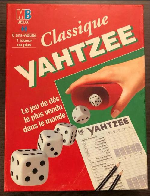 Spel CLASSIQUE YAHTZEE origineel MB compleet Frans., Hobby en Vrije tijd, Gezelschapsspellen | Overige, Zo goed als nieuw, Een of twee spelers