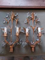 Twee vergulde Italiaanse regency wandlampen, Ophalen of Verzenden