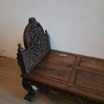 Antieke houten bank met prachtig houtsnijwerk, Gebruikt, Overige maten, Minder dan 75 cm, 150 tot 200 cm