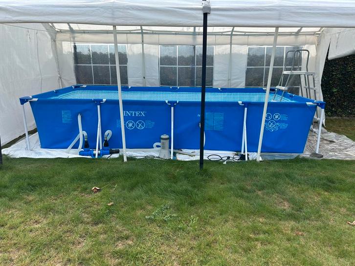 Intex Zwembad 4,5x2,2m + Pomp & Trap, Tuin en Terras, Zwembaden, Gebruikt, Opzetzwembad, 80 tot 120 cm, 400 cm of meer, 200 tot 300 cm