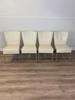 Montis Spica eetkamerstoelen 4 stuks wit leer., Huis en Inrichting, Stoelen, Ophalen, Zo goed als nieuw, Wit, Leer