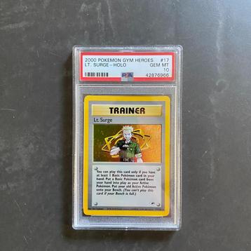 Pokemon Gym Heroes Lt. Surge Holo PSA 10 beschikbaar voor biedingen