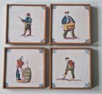 4 Makkum tegels met afbeelding van ambachten - ingelijst, Antiek en Kunst, Ophalen