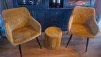 Twee eetkamerstoelen met poef in de kleur goud/mosterdgeel, Ophalen, Overige kleuren, Twee