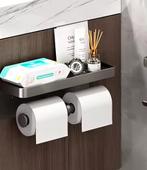Dubbele Toiletrolhouder met plank Nieuw in Doos, Ophalen of Verzenden, Nieuw