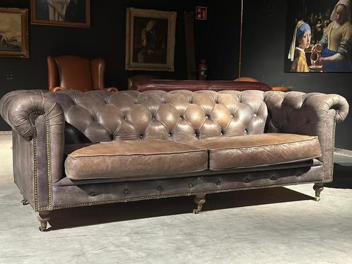 Chesterfield 3 zits Bank, Huis en Inrichting, Banken | Bankstellen, Gebruikt, Rechte bank, Driepersoons, 200 tot 250 cm, 75 tot 100 cm