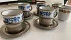 Keramieken kopjes met tinnen houders, Antiek en Kunst, Antiek | Servies compleet, Ophalen