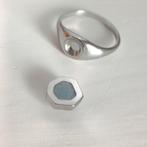 Zilverkleurige Melano vivid ring mt.58 + edelsteen zetting, Verzenden