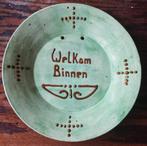 Wandbord, spreukenbord Sgraffito / slib glazuur Nederland, Ophalen of Verzenden