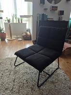 Zwarte ribstof lounge stoel fauteuil, Huis en Inrichting, Stoelen, Ophalen, Zwart, Zo goed als nieuw, Eén