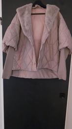 Taupe gewatteerde jas met bont - Maat L/XL, Kleding | Dames, Bruin, Maat 42/44 (L), Ophalen of Verzenden, Onbekend