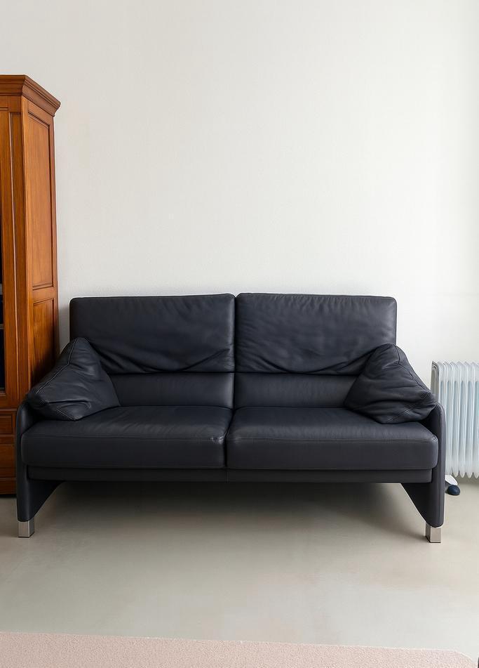 Designerbank Echt lederen 2 x 2 zits banken SET, Huis en Inrichting, Banken | Bankstellen, Zo goed als nieuw, 150 tot 200 cm, 75 tot 100 cm